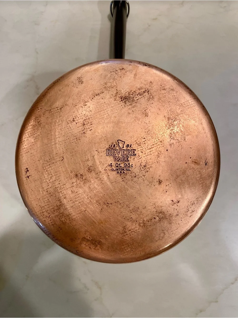 RARE Vtg Revereware Copper Clad 4 QT Pot & Lid. Made 1993 Clinton, IL. N I C E